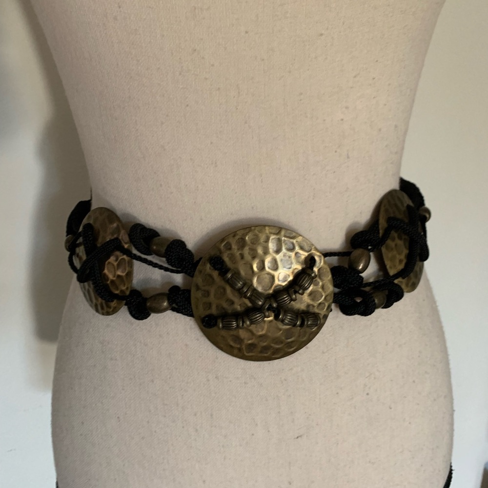 Vintage 80’s MOROCCAN / BOHO Style Rope and Brass Belt OS
